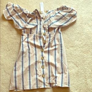 Off the shoulder striped dress size small NWT